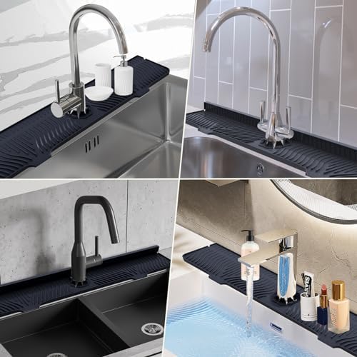 33inch Kitchen Sink Splash Guard Mat,Silicone Material Protects Faucet