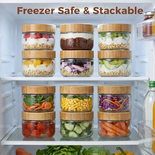 6 oz Small Glass Jars with Bamboo Lids, 4 Pack