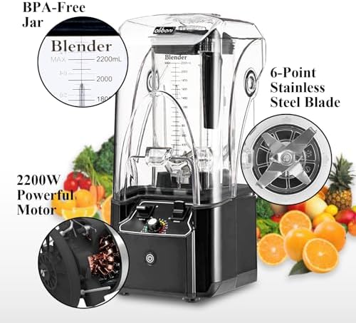 Commercial Blender for Smoothies, 2200W, 2200 ML