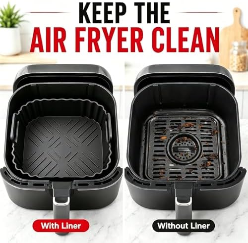 8.5 Inch Square Silicone Air Fryer Liners for Ninja AF141 AF181,2 Pack
