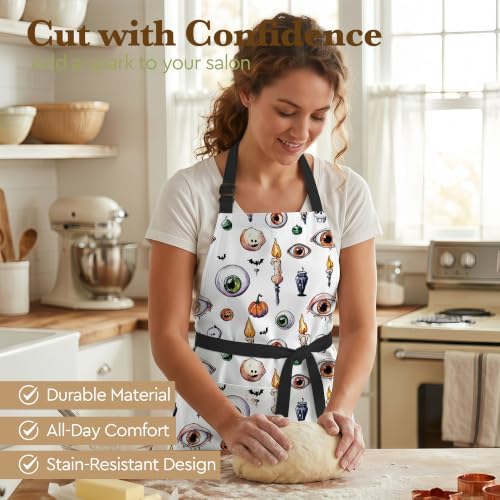 Halloween Eyeball Baking Apron for Women,Baker,Horro Skull Baking