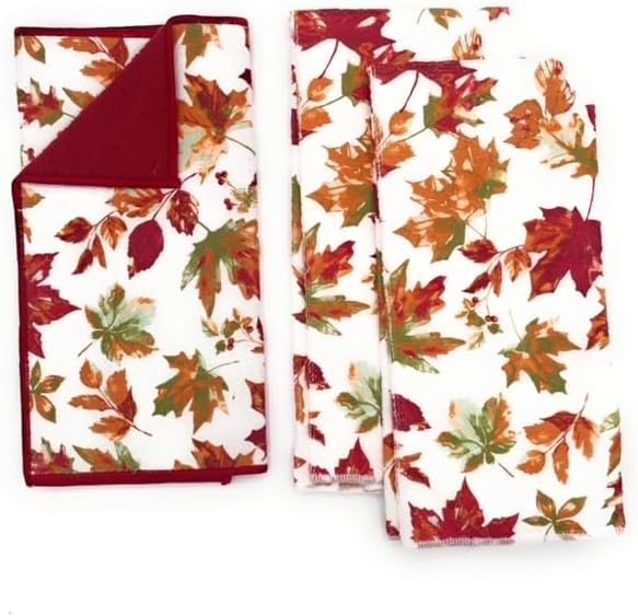 Sg6 Fall Leaves Kitchen Linen Set, 6 Pieces, 2 Towels, 2 Pot Holders