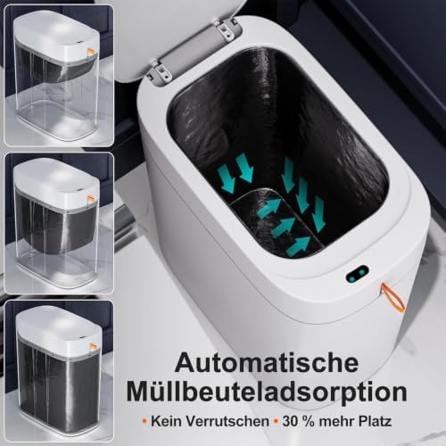 CTIME Bathroom Trash Can with Lid, 3 Gallon, White
