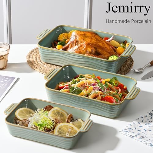 Ceramic Baking Dish Set of 3, Casserole Dishes for Oven, Rectangular