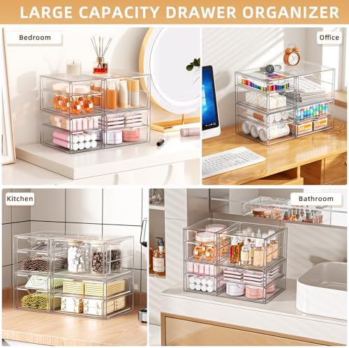 Stackable Storage Drawers, Acrylic Organizers,7 Drawers