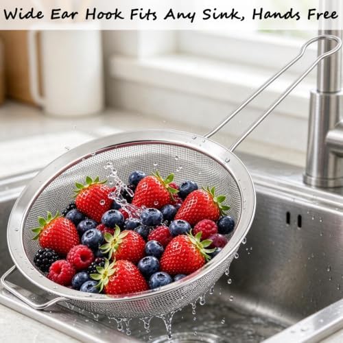 Fine Mesh Strainer Set with Sturdy Handle, Stainless Steel, 7.87"x2