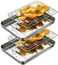 Stainless Steel 304 Small Baking Sheet Pans with Cooling Rack 9.3x6.9”