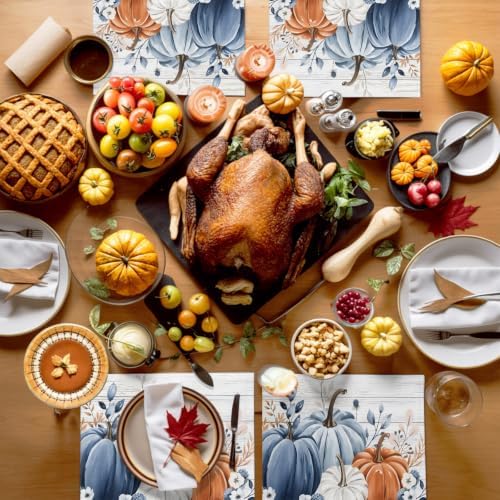 Fall Placemats Blue Pumpkin Place Mats for Dining Room Dinner Table