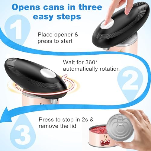 Electric Can Opener, Food Safe Automatic Can Opener with Smooth Edge