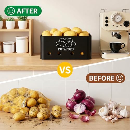 3 Pack Potato Onion Garlic Storage Set, Bamboo Lids