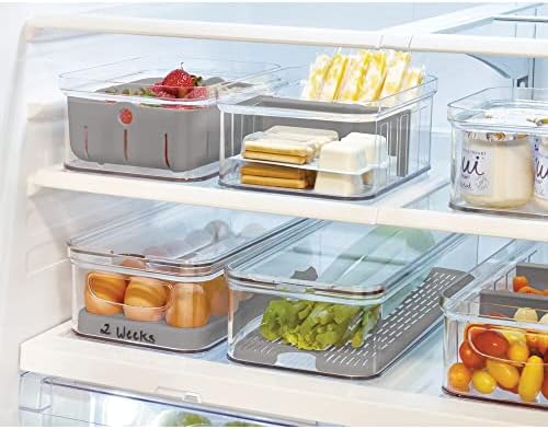 iDesign Produce Refrigerator Bin with Lid, 15.72" x 6.32" x 3.76"