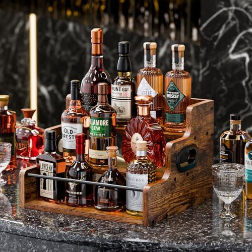 KLM Liquor Bottle Display Shelf, Coffee Syrup Rack Organizer, 3 Step