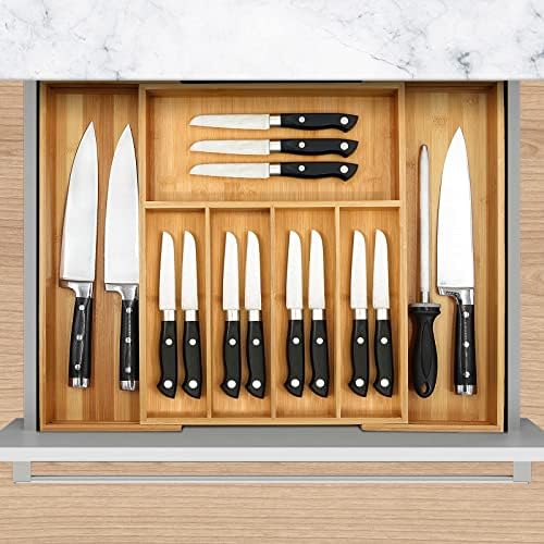 VaeFae Large Natural Bamboo Drawer Organizer