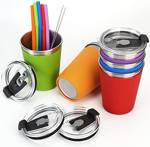 5Pack Kids Cups with Straws and Lids Spill Proof, 12oz Toddler Straw