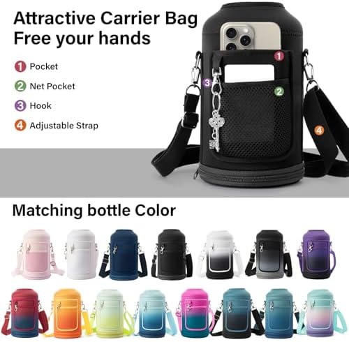 DYSANKY Insulated Water Bottle with Straw Lid & Portable Carrier Bag