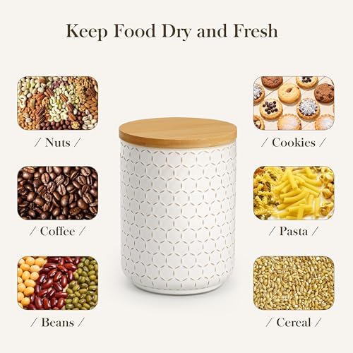 MALACASA LYDIA Ceramic Canisters Set with Airtight Lids, 80/40/20 oz