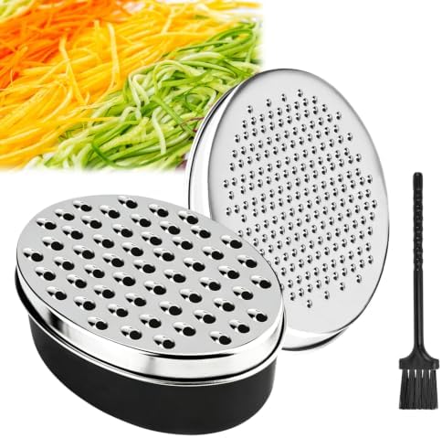 Cheese Grater with Container, Black Stainless Steel Zester for