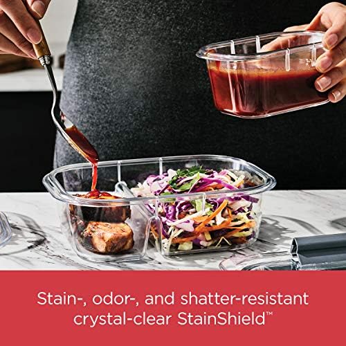 Rubbermaid Brilliance Meal Prep Containers, 2-Compartment Food Storage