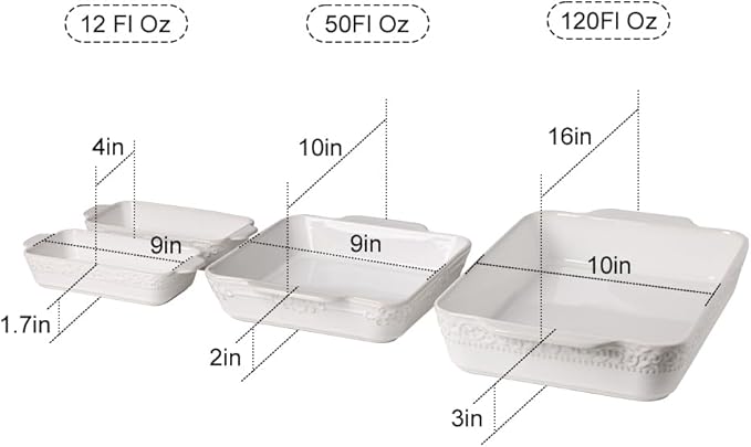 Sweejar Ceramic Bakeware Set of 4, Casserole Dishes - Image 2