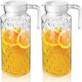Peohud 2 Pack Acrylic Pitchers, 37oz Clear Plastic Pitcher with