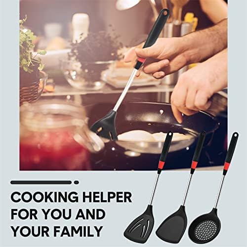 Boao 3 Pcs Wok Utensils, Silicone Stainless Steel Wok Spatula Set