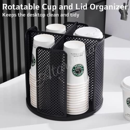 Rotatable Coffee Cup Dispenser with 4 Compartments, Atavarna Cups and