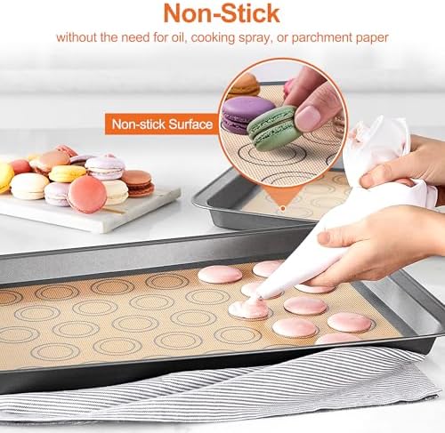 HOOMIL Macaron Silicone Baking Mats, 2-Pack, 16.5 x 11.6 Inch