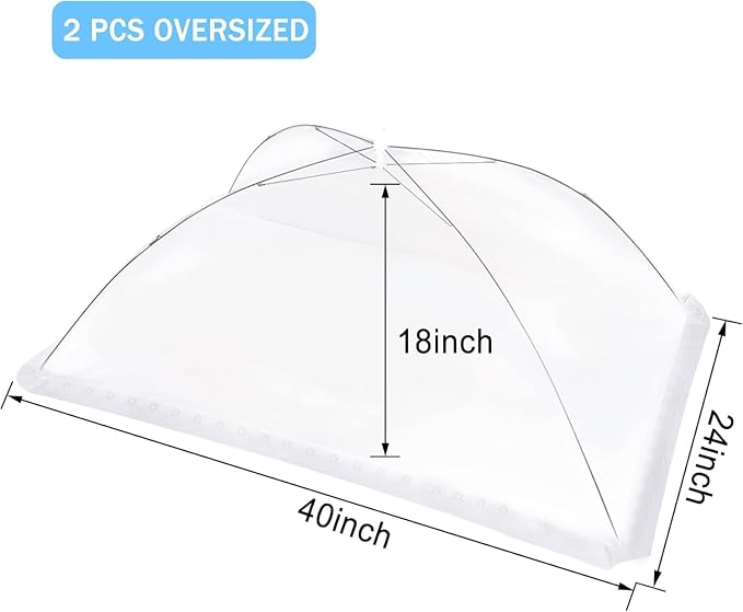JULBEAR 2 Pcs 40x24inches Extra Large Mesh Food Cover Tent Umbrella Food Screen - Image 2