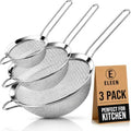 ELEEN Premium Stainless Steel Fine Mesh Strainers for Kitchen 3-Piece
