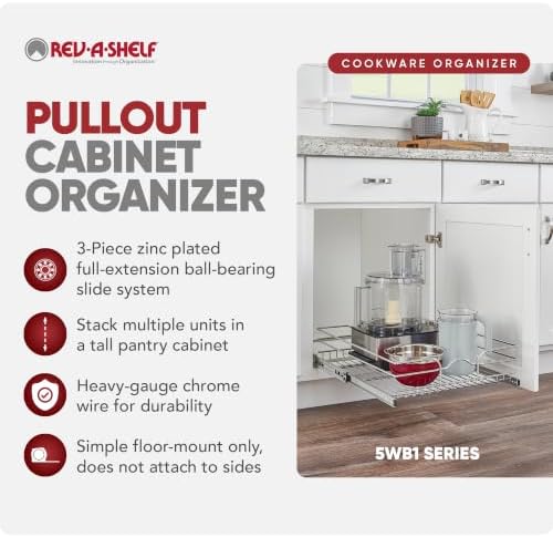 Rev-A-Shelf Pullout Drawer Organizer for Kitchen Cabinets, 15" x 22"