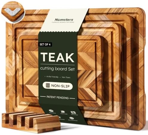 Teak Wood Cutting Board, 4 Pack