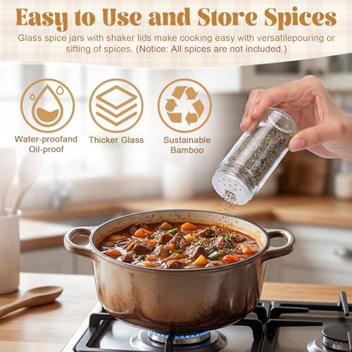 Sliner 20-jar Rotating Countertop Spice Rack Organizer with Bamboo