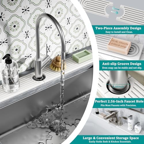 Stone Faucet Mat for Kitchen Sink - Quick Dry Diatomite Sink Splash