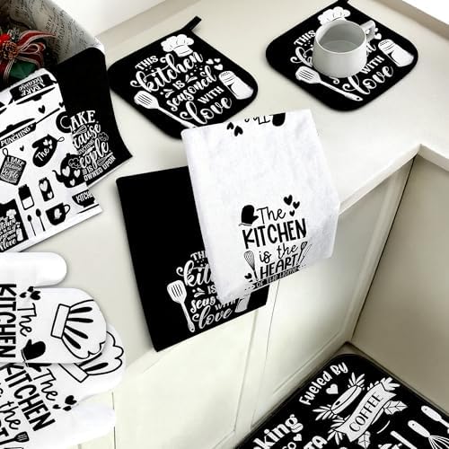 10 PCS Sunflower Plaid Kitchen Decor and Accessories 4 Kitchen Towels