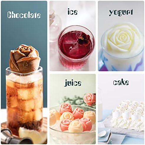 Ice Cube Tray, Mikiwon 2 inch Rose Ice Cube Trays With Covers, 3