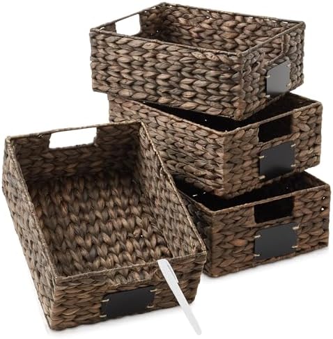 Casafield Set of 4 Water Hyacinth Pantry Baskets