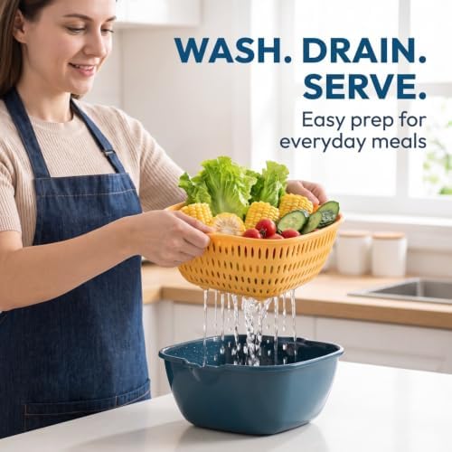 Stackable Vegetable Washing Basket Strainer Colander Set