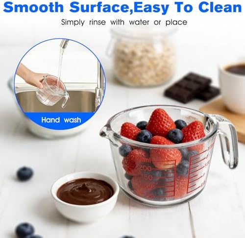Glass Measuring Cup with V-Shaped Spout & Insulated Handle, 1 Cup(8oz)