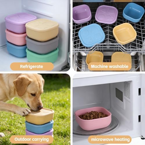 6 Packs Silicone Airtight Pets Food Storage Containers with Lids