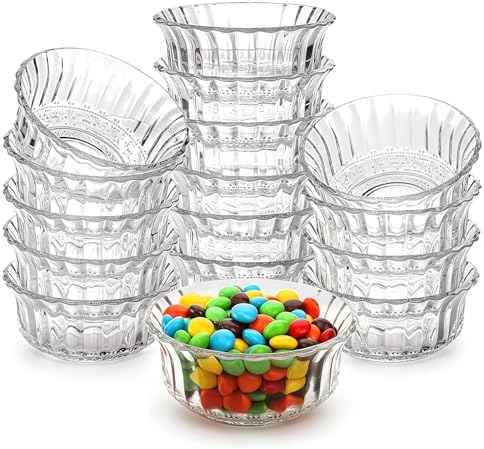 Frcctre 16 Pack 4 Inch Glass Bowls, 8.5 Oz Small Glass Prep Bowls