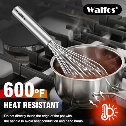 Walfos Whisk,304 Stainless Steel whisk,No-Rust 7+9+11inch Whisks for