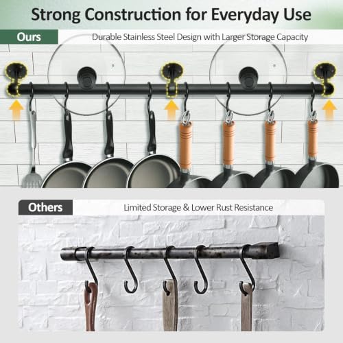 24 inch Hanging Pot Rack, Stainless Steel Kitchen Utensil Rack