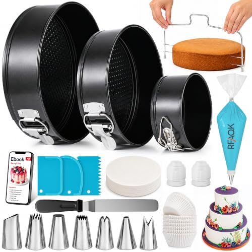 RFAQK 100pcs Cake Pan Sets for Baking + Cake Decorating Supplies: 3