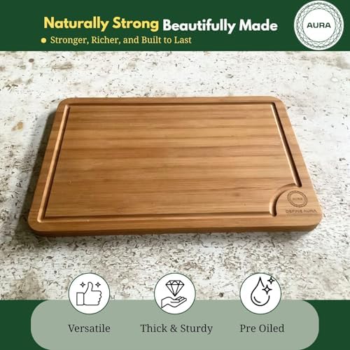 Organic Bamboo Cutting Board Set of 3 – Wooden Kitchen Boards for