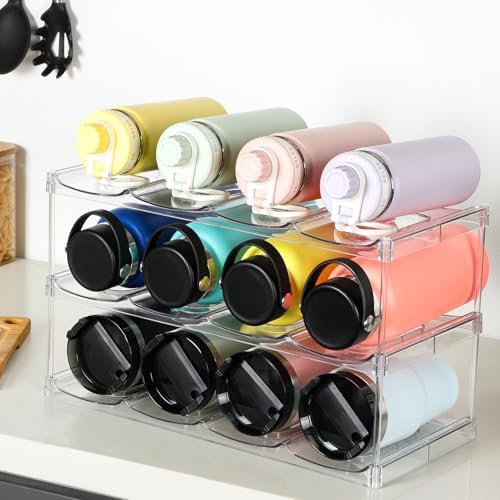 LARGER Compartment - 3 Tier Stackable Water Bottle Organizer Holder