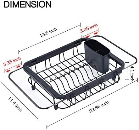 TOOLF Dish Drying Rack in Sink, Dish Drainer with Cup and Utensil