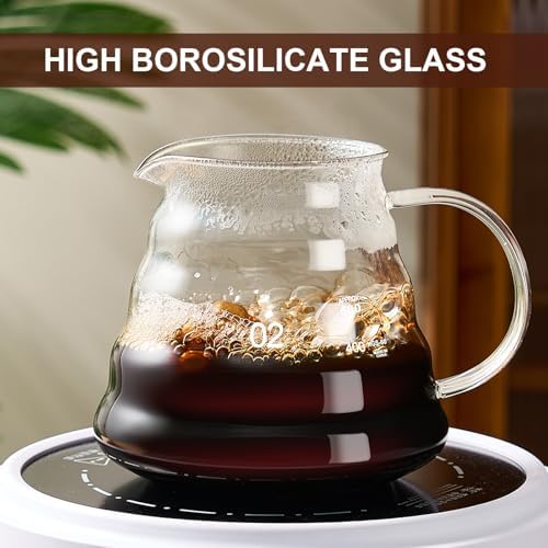 gegewawa Pour Over Coffee Maker Set, Glass Coffee Dripper & Carafe 20