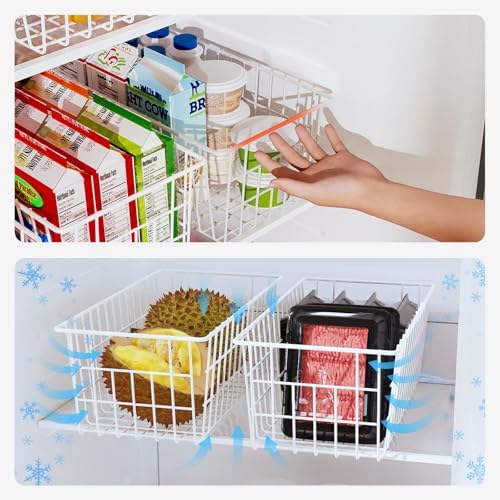 Orgneas Upright Freezer Organizer Bins, Metal Wire Basket
