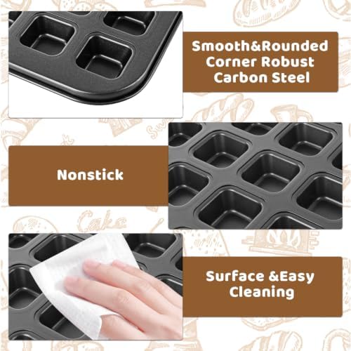 2 Pcs Mini Brownie Bites Pan with Dividers 48 Cavity