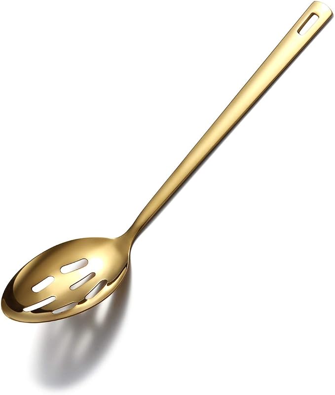 Berglander Gold Cooking Spoon, Stainless Steel Slotted Serving Spoon Titanium by Berglander